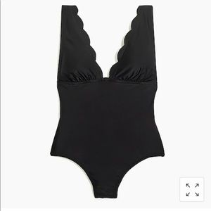 J.Crew Scalloped Black One- piece Swimsuit XS, NWT